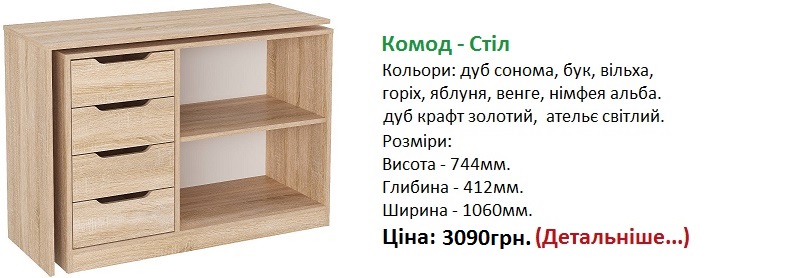 комод стол компанит Киев, Комод-стіл Компаніт дуб сонома,