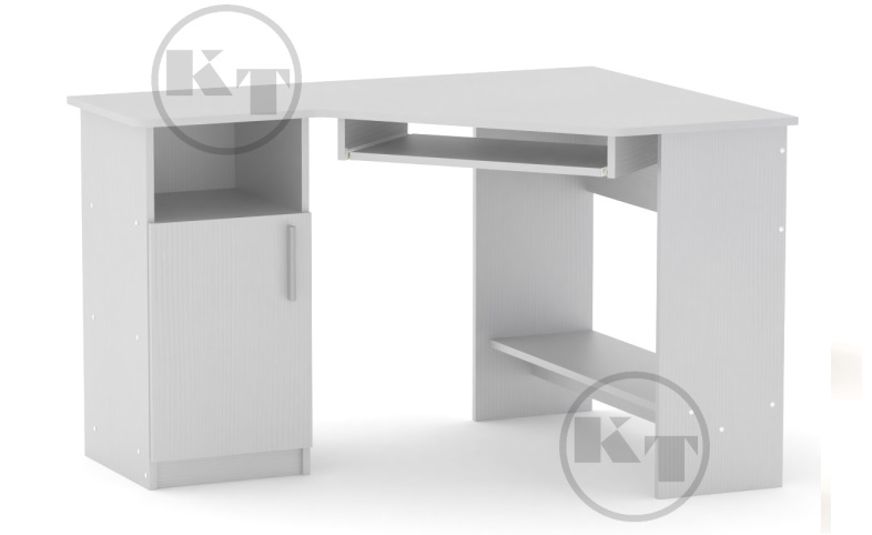 стол компьютерный СУ-14 нимфея альба, белый угловой стол,