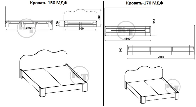 Кровать-170 МДФ схема
