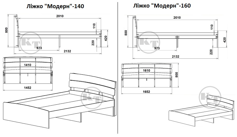 Кровать Модерн-160 схема